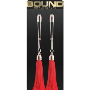 Bound`s clamps feature silicone tips for a better comfort and fit. Hanging tassles.