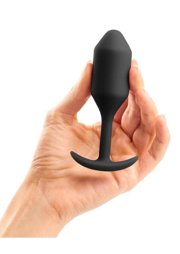B-Vibe Snug Plug 2 Silicone Weighted Anal Plug - Black - Image 4