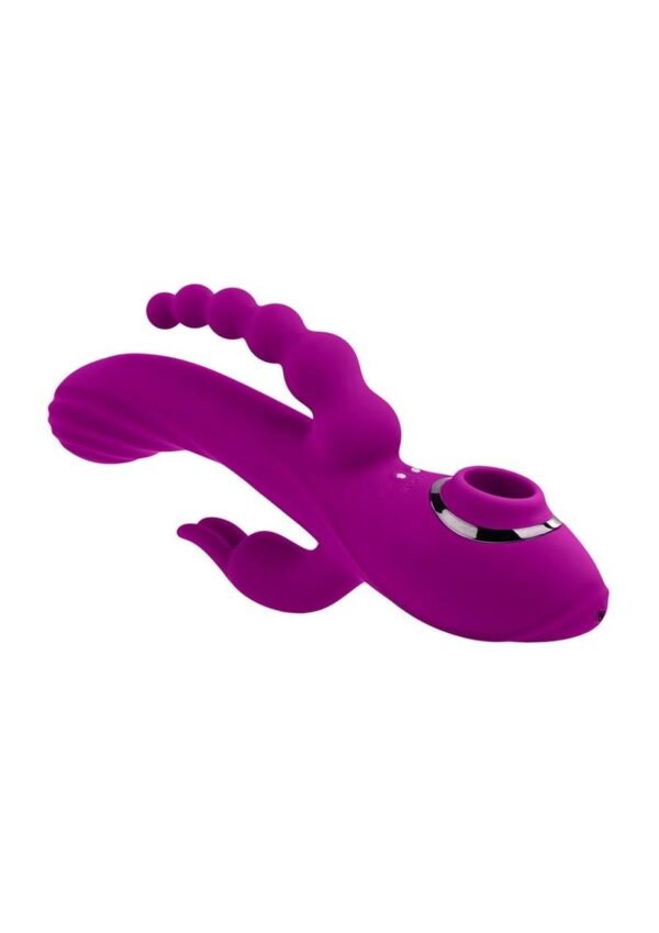 while a rabbit stimulator and slim beaded shaft have their own intense motor at the base. Last but not least is the oval suction orifice in the handle of the toy that sucks in 3 different speeds with its own control button. Magnetic rechargeable
