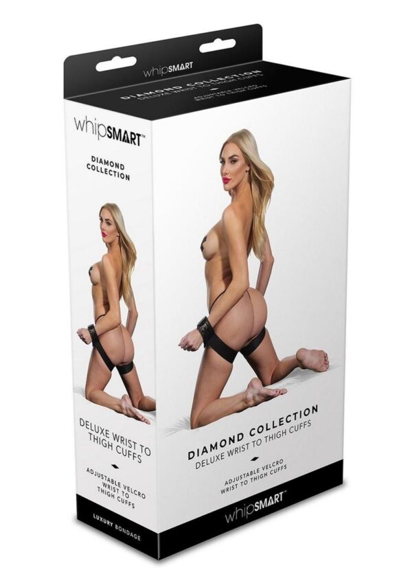this set of wrist-to-thigh restraints combines stylish aesthetics with comfortable and easy-to-clean materials.
