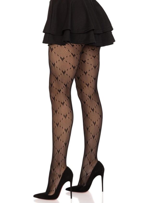 Love struck heart net tights. O/S Black
