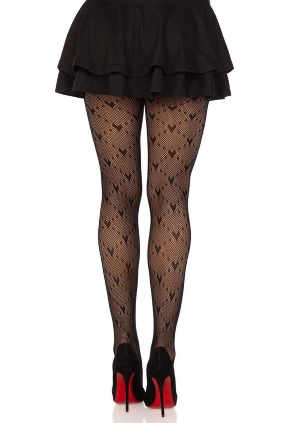 Leg Avenue Love Struck Heart Net Tights - OS - Black - Image 3