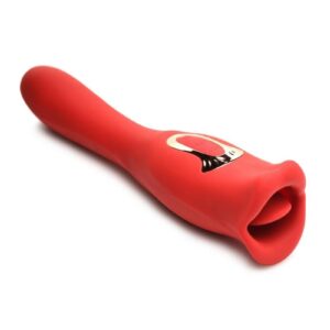 licking mouth. Enjoy 3 speeds and 7 patterns of vibration throughout the shaft and use it to penetrate yourself as much as you crave. Warm up with countless kisses as the kissing tongue gives you 4 speeds and 6 patterns of simultaneous kissing and vibration. Your precious pearl will thank you as the smooth