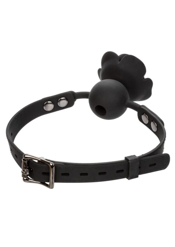 allowing for easy breathability and personalized experiences. The gag is fully adjustable with a secure buckle closure