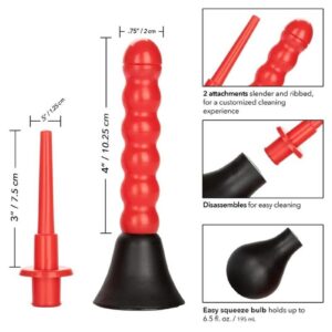 6 length attachment. Better use water soluble lubricant on mount for ease of penetration and comfort.
