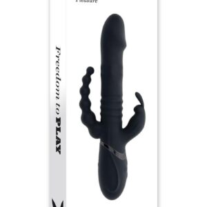 this energetic triple-shaft Rabbit Vibrator will leave you breathless. Two swirling beaded rings inside the main thrusting shaft provide a thrilling internal massage that begins at the realistically-shaped tip. Explore a tri-gasmic experience with the gently curved Anal Beads