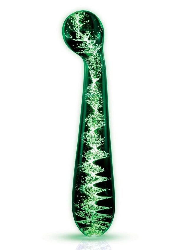 Glow-In-The-Dark pleasure in the palm of your hand!  Elevate your pleasure to new heights with this dazzling glass dildo. Ideal for both beginners and experienced users