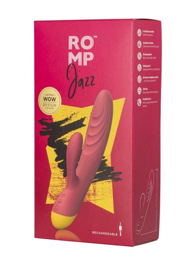 Romp Jazz Rechargeable Silicone Rabbit Vibrator - Red - Image 2