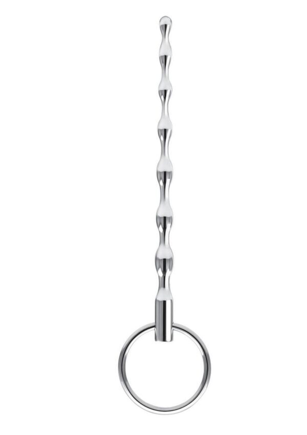 Dive into the world of intense pleasure with the Blue Line 4.25 Stainless Steel Ribbed Urethral Sound