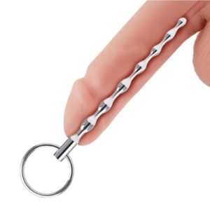 this ribbed sound boasts a 4.25-inch length and a series of pronounced ridges along its shaft
