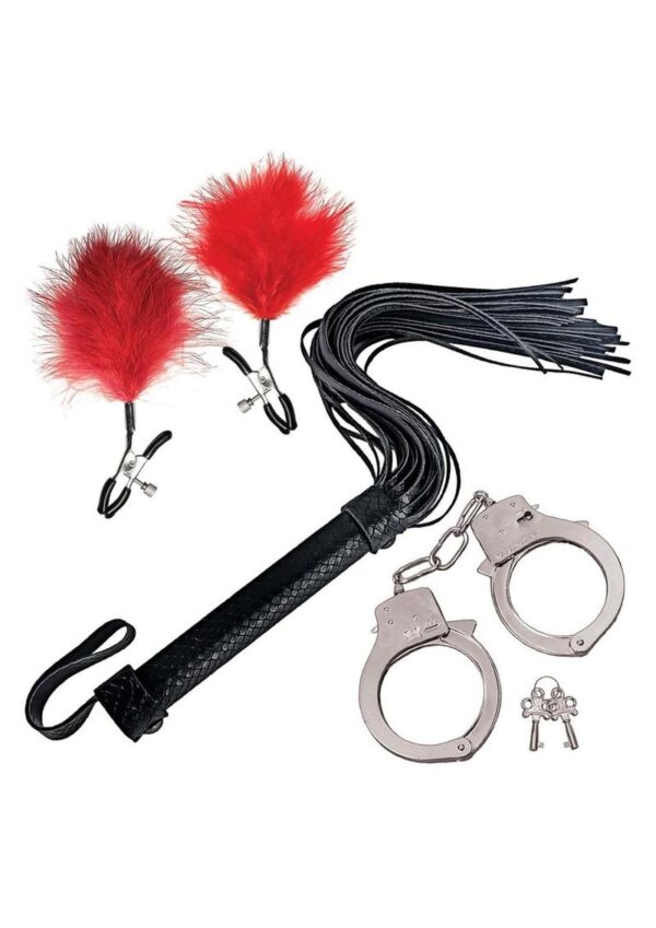 the Nasstoys Bondage Kit is an excellent choice for those seeking a gentle introduction. Discover the excitement of restraint and sensory play with this carefully crafted set. Experience the thrill of being bound with the included quick-release metal handcuffs. These cuffs provide a secure yet easily removable restraint