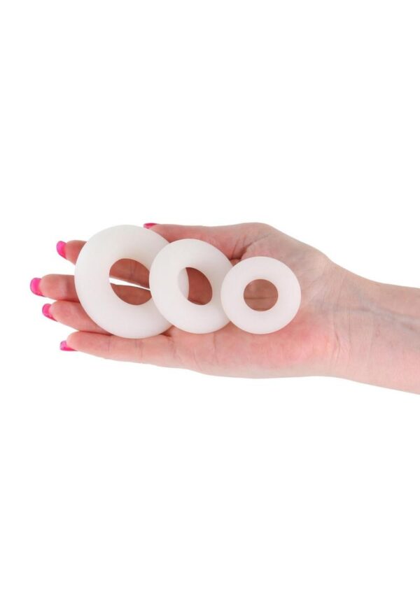 Firefly Bubble Ring Glow in The Dark Cock Ring Set (3 pieces) - White - Image 3