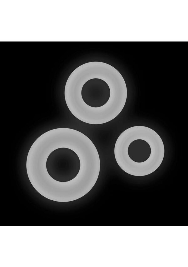 Firefly Bubble Ring Glow in The Dark Cock Ring Set (3 pieces) - White - Image 4