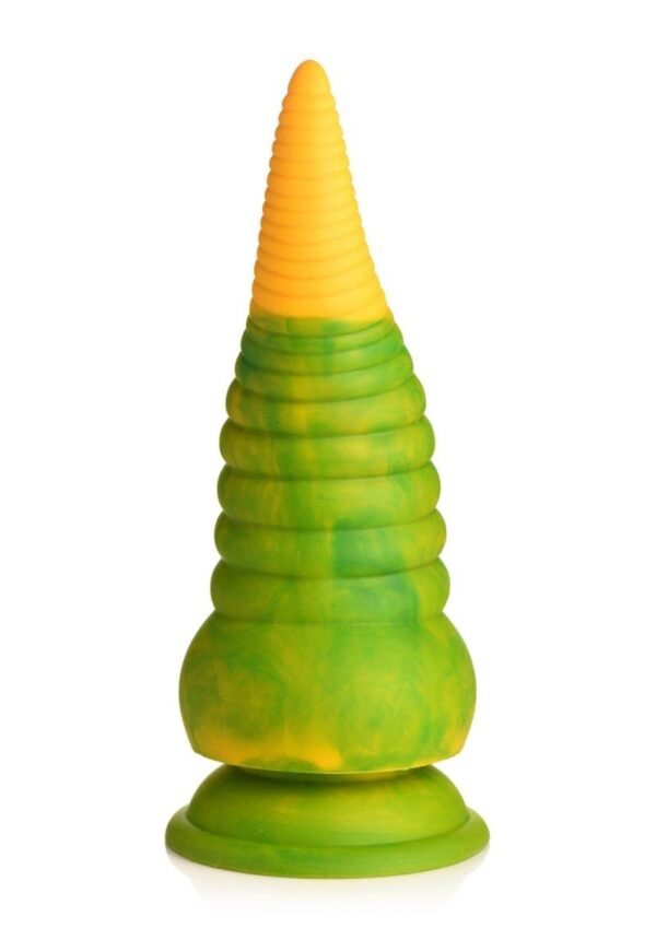 Enjoy your favorite Creature Cocks dildo with this vibrating Monstropus Tentacle! This yellow and green tentacle is massive and thick. The tapered tip helps with ion