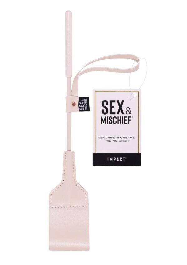 the bright peach colored faux leather is bound to add a pop of color to contrast the loving blush of your bottom. Fall into a world of sweetly stingy sensations and playfully fun intimate moments with pleasurable taps and teases across your body.Features:Faux leather looped tip12 long crop for easy storageSlightly flexible shaft for added sting with impact