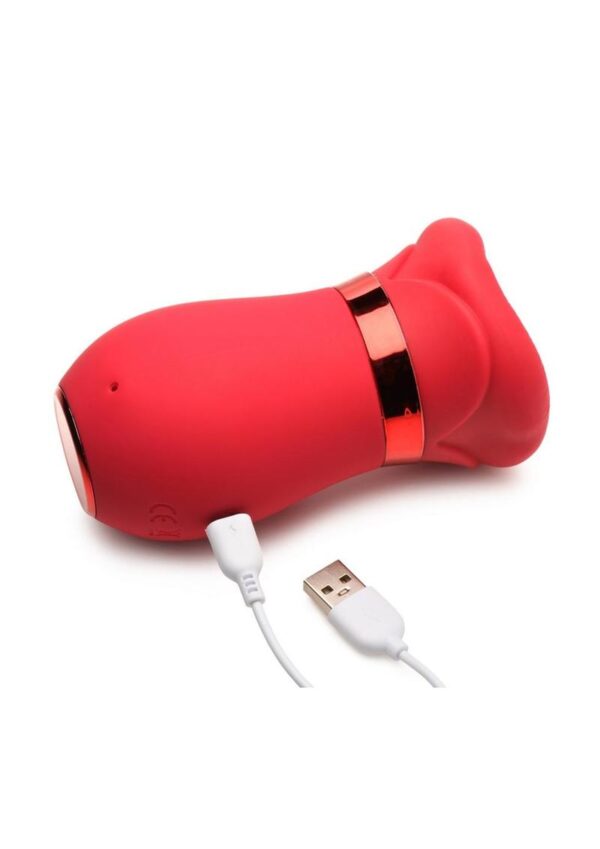 vibrates and moves its luscious lips for your pleasure! Enjoy 3 suction modes that tease your clit and another 3 speeds and 7 patterns of vibrations that move the tongue and buzz against your little pearl. The soft lips are squishy and rub you just the right way as you get buzzed and sucked! Use it alone or with a partner to enhance any sensual moment! Made out of premium