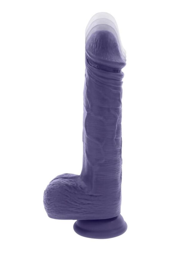 Experience deep satisfaction with this large thrusting vibrator thatandrsquo;s crafted with a life-like crowned head and realistic vein textures. The girthy shaft made from soft and stretchy silicone thrusts with exhilarating multi-speed power and is designed for hands-free possibilities with a robust suction cup base and ergonomic remote control.  8 vibrating speeds andamp; patterns in the head 5 thrusting speeds andamp; patterns in shaft