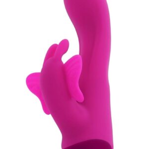 Enjoy deep vibrations inside and out with this powerful yet petite vibe that features a curved main shaft and a robust butterfly stimulator controlled simultaneously by a heart-shaped gem button. Specs:  10 vibrating speeds andamp; patterns Made from phthalate andamp; latex-free silicone andamp; ABS USB rechargeable