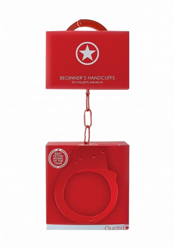 Ouch! Beginners Handcuffs Metal - Red - Image 2