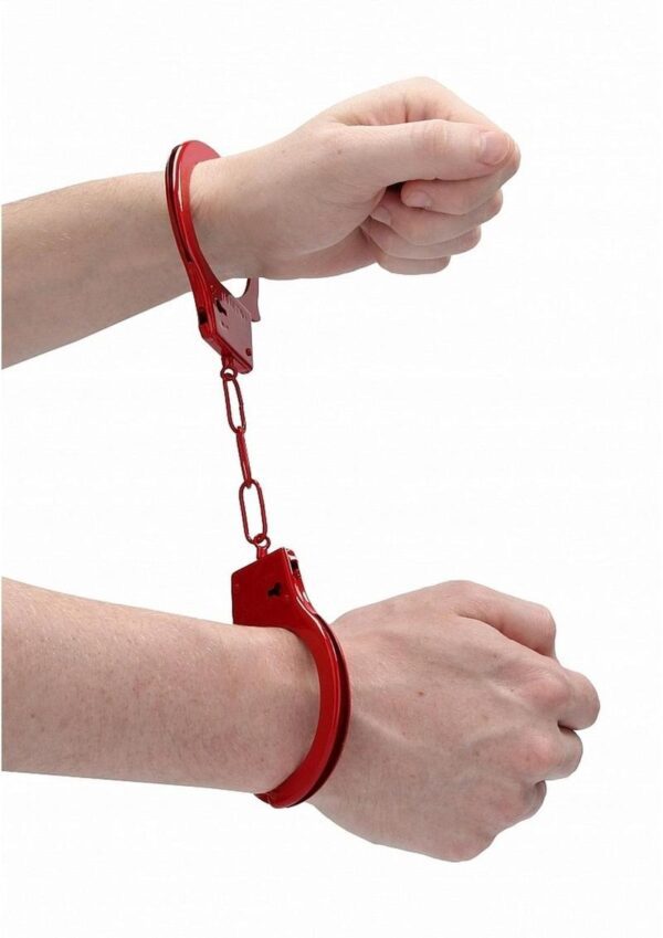 Ouch! Beginners Handcuffs Metal - Red - Image 3