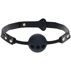 You love a naughty game? Keep you lover quiet with the Florence Collection Breathable Ball Gag by Ouch!. This gag has quality bonded leather adjustable straps for a one size fits all