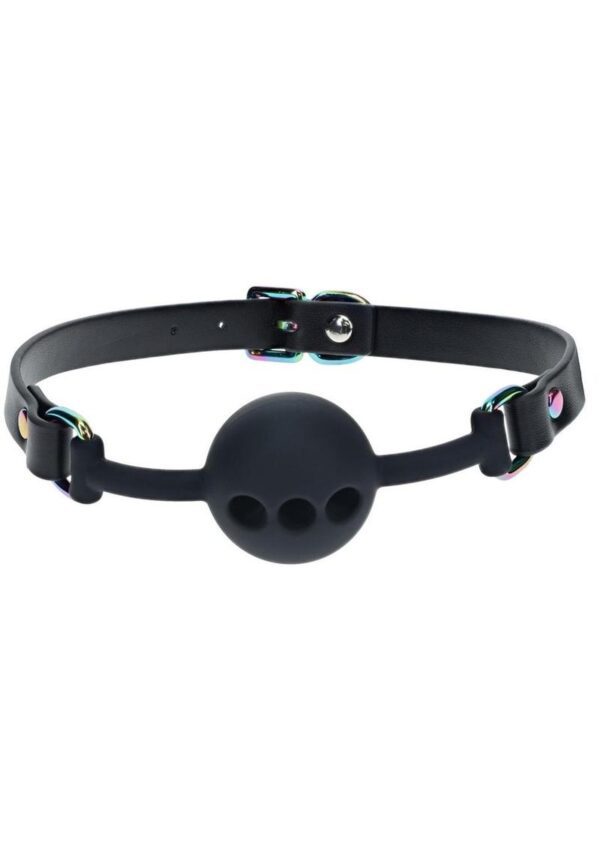 You love a naughty game? Keep you lover quiet with the Venice Collection Breathable Ball Gag by Ouch!. This gag has quality bonded leather adjustable straps for a one size fits all