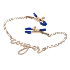 ensuring every moment is as stylish as it is stimulating. Features: Dual sided adjustable tension rubber tipped nipple clamps Enticing cursive lettering spelling cougar 16.5 in length