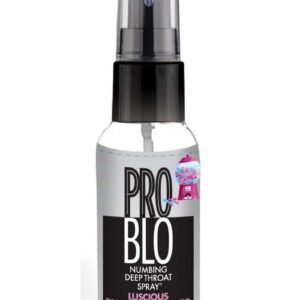 ProBlo Deep Throat Spray is an oral desensitizer designed to reduce your gag reflex and any discomfort you might experience while performing oral sex. The fast-acting spray uses a fine mist infused with Benzocaine to gently numb the sensitive