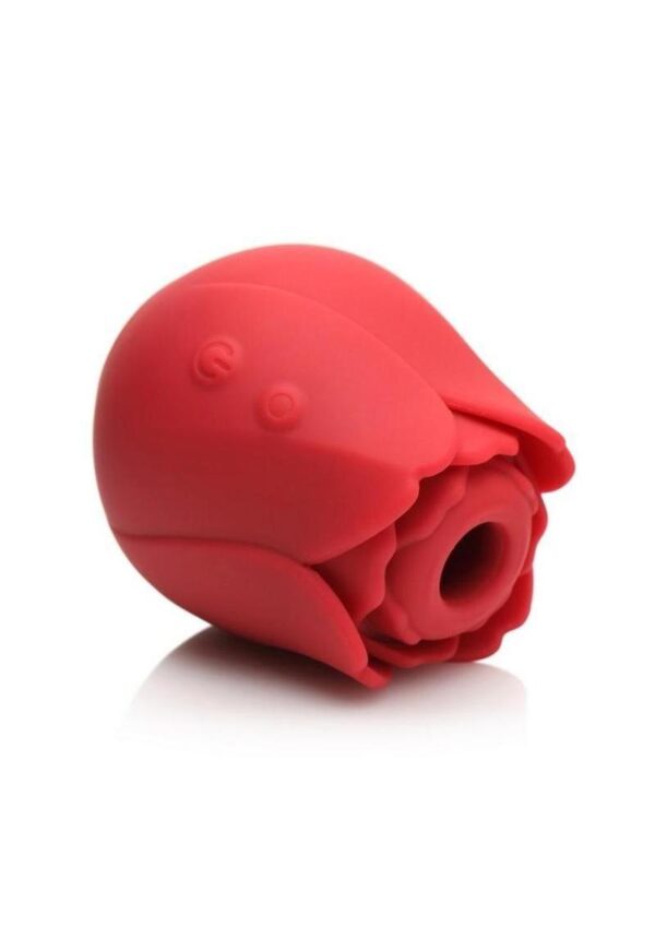 This rose is blooming for your pleasure! Indulge in vibration and suction that you control with an easy-to-read digital display that lights up on the side of the rose. There are 3 speeds and 6 patterns of both vibration and suction that will get you to blossom and spill your wet pollen! This handheld toy is travel-friendly