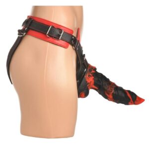 intensifying every thrust and bringing fantasy to life. Two vegan-leather horns adorn your belly above the rod. Its versatile open-back design allows for unrestricted movement and exciting dual-entry play. Achieve the perfect fit with the easy-to-adjust