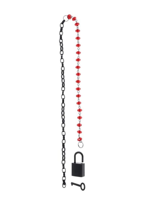 the Ex`s andamp; Oh`s Crystal Day Collar is a statement of both style and connection. This elegant collar combines ruby red crystals with a matte black chain