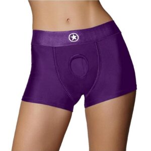 The Vibrating Strap-on Panty Harness with Open Back has straps around the thigh