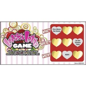 Fun sex game - Scratch off one heart from each row and do as written: What? Where? When? Features:  Includes 12 Scratcher Games