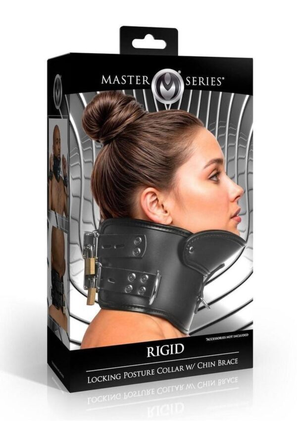 then keep them in place. All straps adjust via buckles and can be locked to be kept closed. Padded with Chin Support: A thin layer of padding gives extra comfort for longer wear. A chin brace also helps keep the head up in an attentive position. D-Rings for Attachments: Attach cuffs