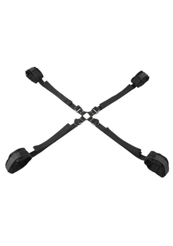 Explore endless restraint possibilities with the Velvet Noir Adjustable Hog Tie andamp; Cuff Set. Perfectly blending the intensity of traditional hog ties with the versatility of adjustable straps