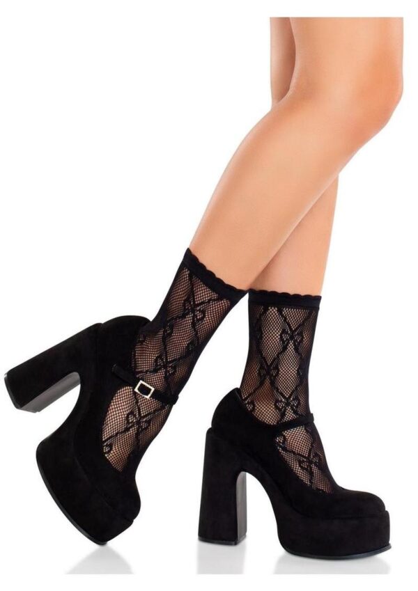 Bow Net Anklets Black O/S