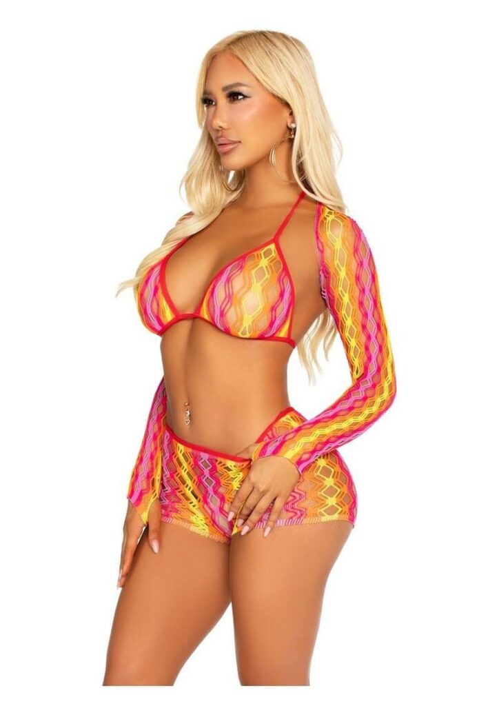 3 PC Zig Zag Net Bikini Top