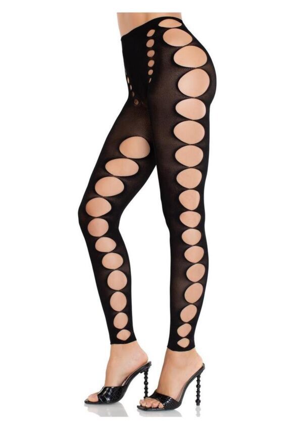 Seamless Opaque Cut-Out Footless Tights Black O/S