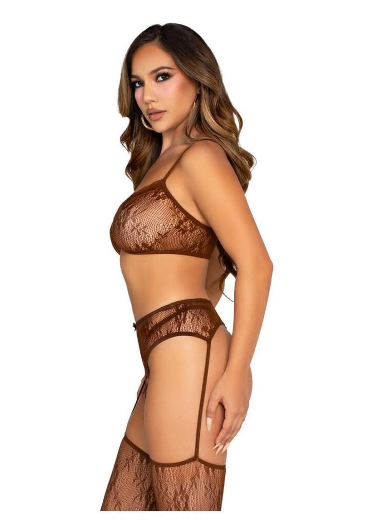 3 PC Lace Bra Top with Mini Bow Detail