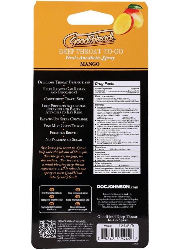 GoodHead Deep Throat To-Go Oral Anesthetic Spray Mango .30oz - Image 4