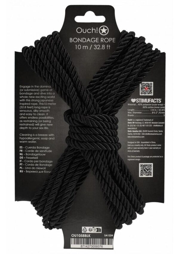 Engage in the dominant (or submissive) game of bondage and dive into a whole new exciting world with this strong Japanese inspired rope. This 10-meter (32.8 feet) long rope is sensuous