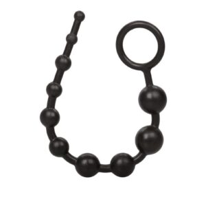 and firm graduated beads with retrieval ring. TPR. The graduated beads measure .375 up to 1 in diameter. The able length of the bead chain is 10.25 and has a handle for easy removal.