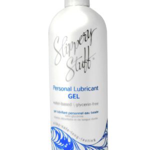 its thick squishy consistency makes it ideal for back door play. This lubricant contains no glycerin so it doesn`t get sticky and is less stringy than some other lubes. This also makes it a good choice for women who are prone to yeast infections! Slippery Stuff is sterile