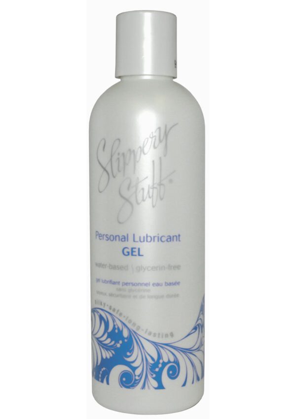 its thick squishy consistency makes it ideal for back door play. This lubricant contains no glycerin so it doesn`t get sticky and is less stringy than some other lubes. This also makes it a good choice for women who are prone to yeast infections! Slippery Stuff is sterile