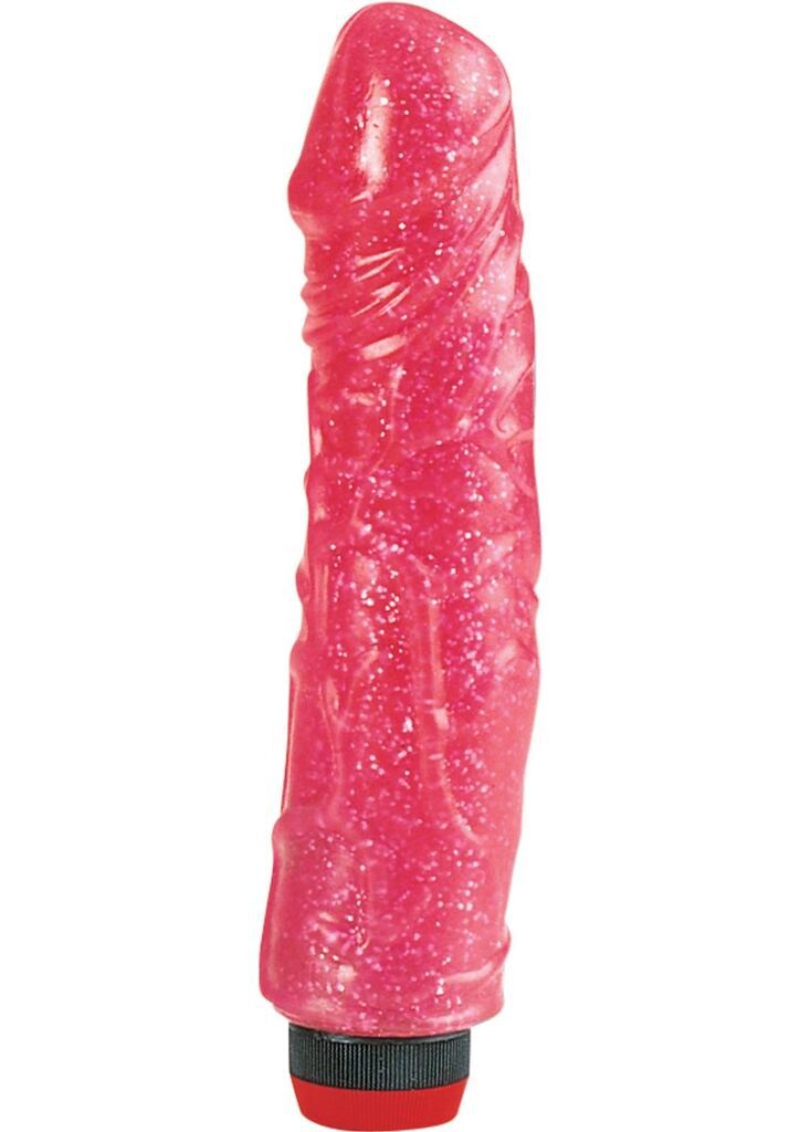 Soft Pliable Jelly Dongs With Glitter. Multi-Speed Vibrating