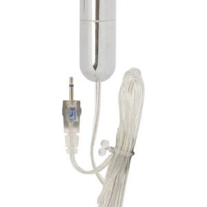 Powerful slimline vibrating bullet   Plug-in jack   ABS with silver plating   2 x .5/6 cm x 2 cm