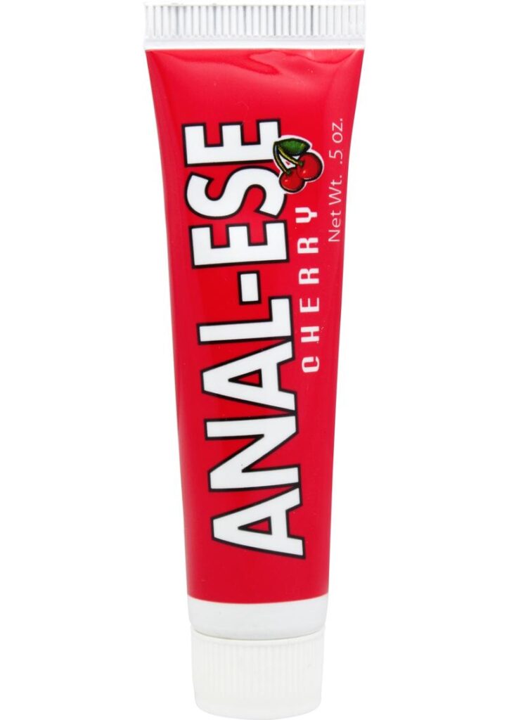 Desensitizing lubricant where less painful anal penetration is desired. Cherry flavored and scented.