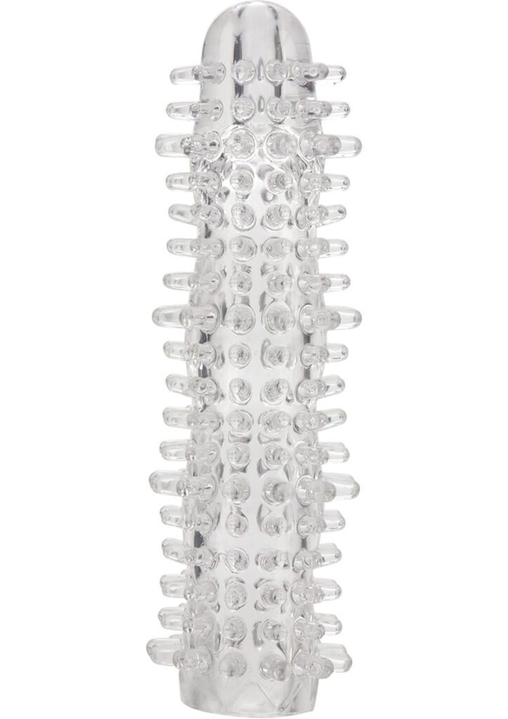 Endorsed by Dr. Joel Kaplan. Soft and stretchy sleeve adds girth and length. Textured and nubbed for added stimulation. Trim for a custom fit. Totally reversible. TPE. 7.75x 2.25/ 19.75 cm x 5.75 cm.