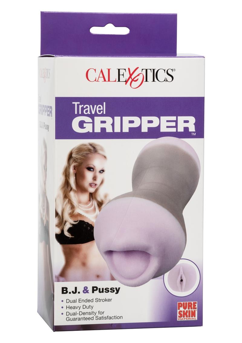 Travel Gripper Dual Density Stroker - Mouth and Pussy - Purple - Image 2