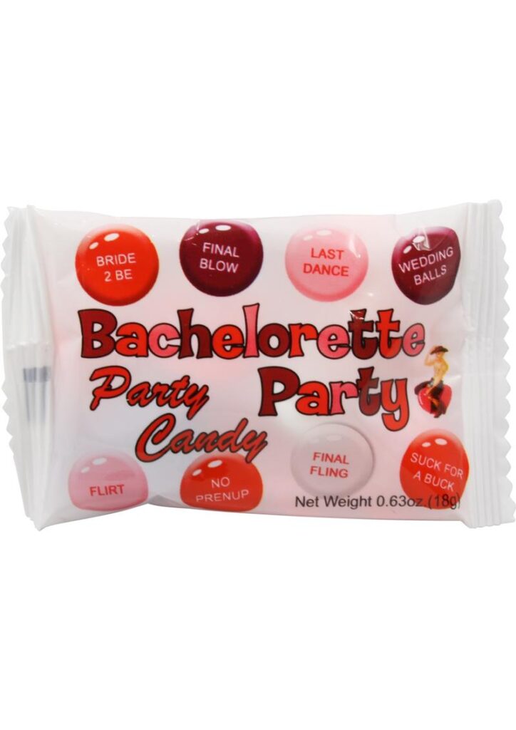 Make your next Bachelorette Party come to life with these cute suggestive edible sayings party candy. These candies will have all of your party guests laughing with delight! Each bag contains multiple candies with fun assorted sayings. Give them a sweet treat that`s fun to eat!